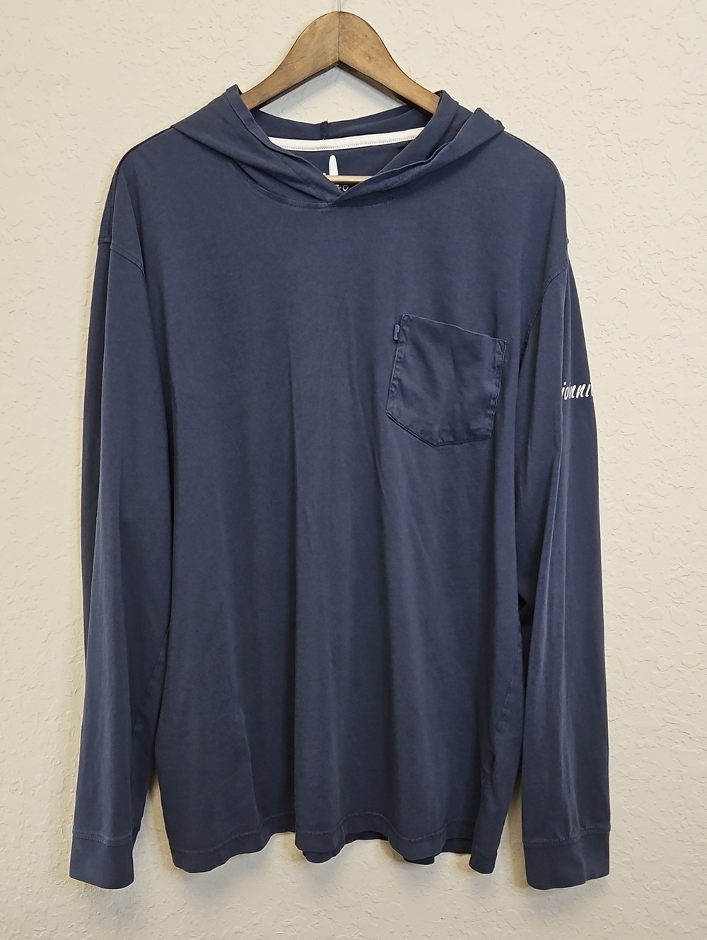 Johnnie-O XXL Navy Long Sleeve Hooded Pocket Tee